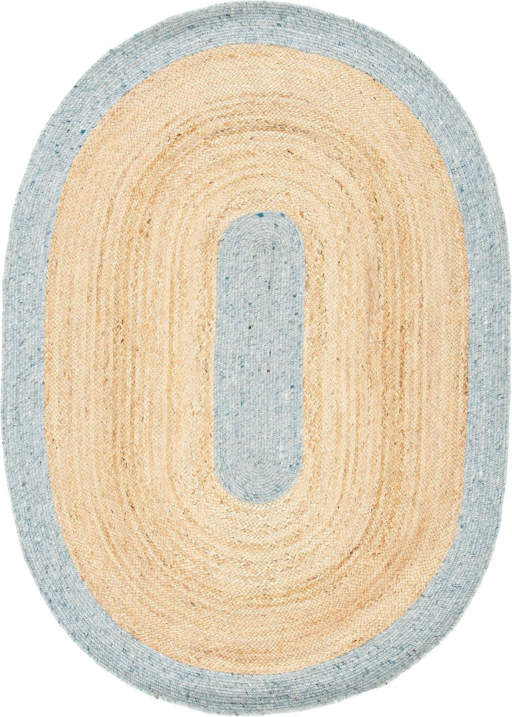 Braided Oval Rug, Wool Light Blue & Gold BRD910H