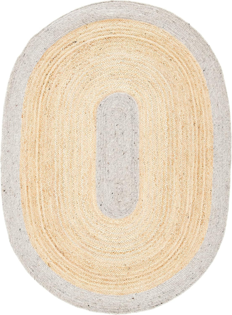 Braided Oval Rug 4x6, Wool Silver & Brown BRD910G