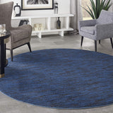 Home Nourison Essentials Midnight Blue 8' x Round Area Rug - Easy Clean, Non Shedding, Bed Room, Liv
