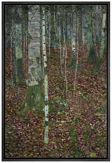 Framed Canvas Print Wall Art Birch Forest by Gustav Klimt Nature Wilderness Illustrations Retro Decorative Floral