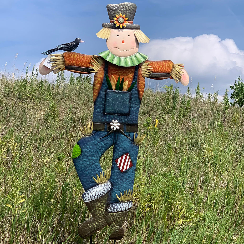 71" x 50" Metal Scarecrow Yard Decoration - Fall Decorations Outdoor, Metal Scarecrow Garden Stake for Fall Harvest
