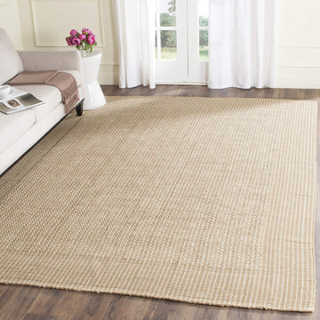 Natural Fiber Collection Area Rug - 8' Square, Ivory & Beige, Handmade Jute, Ideal for High Traffic Areas (NF449A)