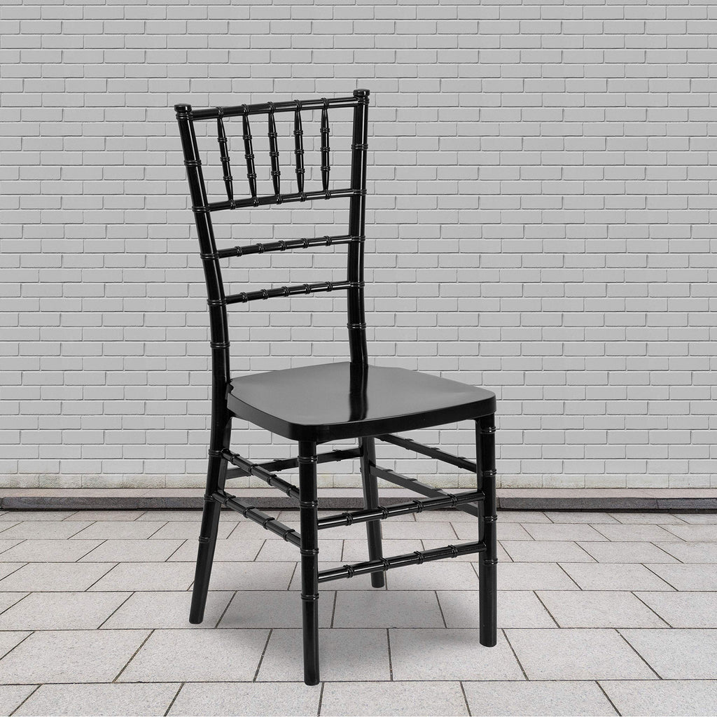 Hercules Stacking Resin Chiavari Chair, Black, 2-Pack