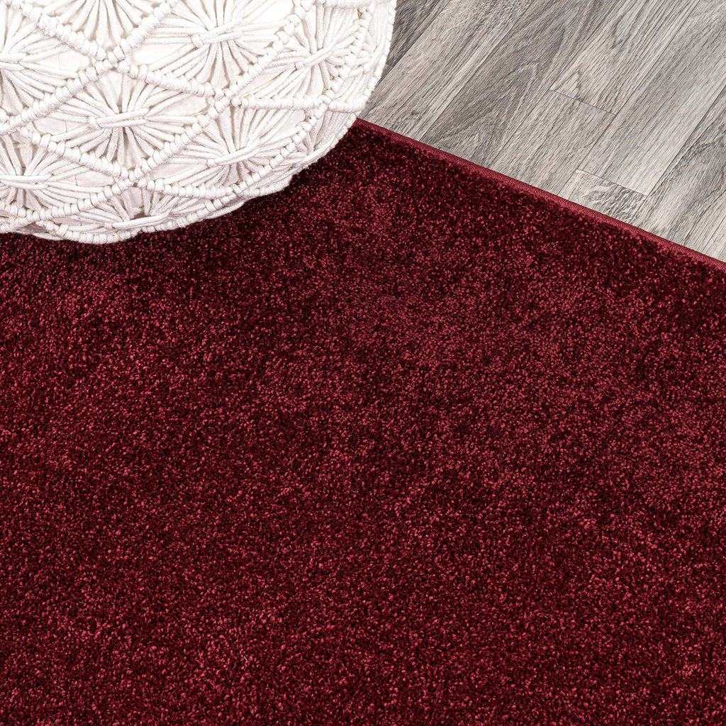Solid Low-Pile Oval Rug 3X5 Dark Red, Coastal Indoor Rug