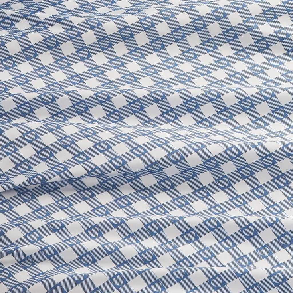 Heart Gingham Microfiber Sheet Set with Extra Pillowcases, Soft Lightweight 100% Polyester Bedding, Blue
