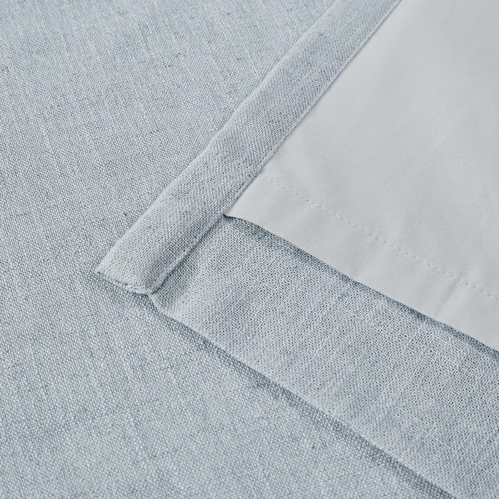 102 Inches Blue Grey Linen Full Blackout Pinch Pleat Curtains