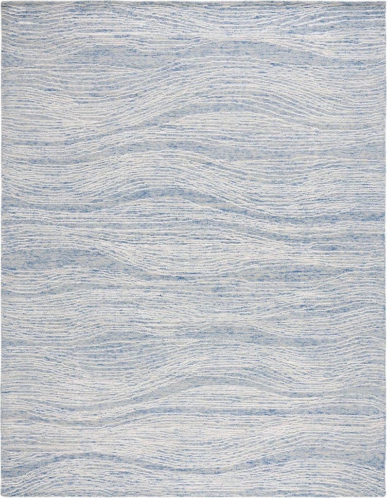 Metro Area Rug - 9' x 12', Blue & Ivory, Handmade Modern Wool