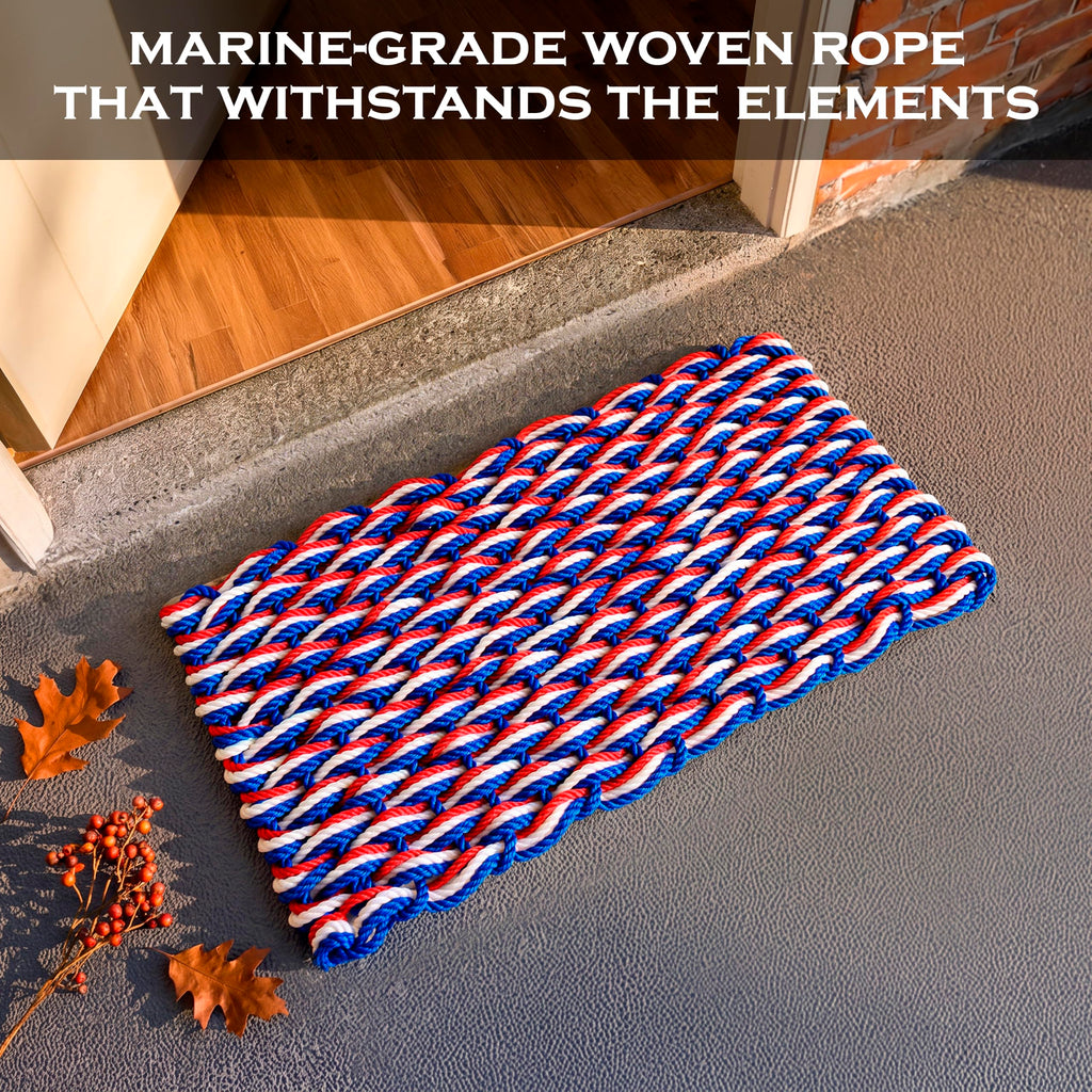 Lobster Rope Mat Patriotic 30x17 Inch, Nautical Welcome Mat USA Designed