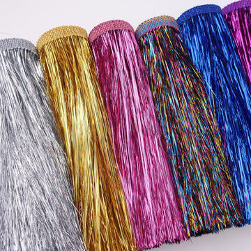 Tassel Trim Fringe Trim 8 Inch Wide 4.8 Yards Tinsel Sparkling Garland for Costumes, Dresses, Photo Booth Backdrop