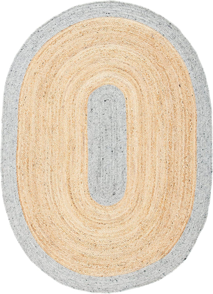 Braided Oval Rug, Wool Grey & Brown BRD910C