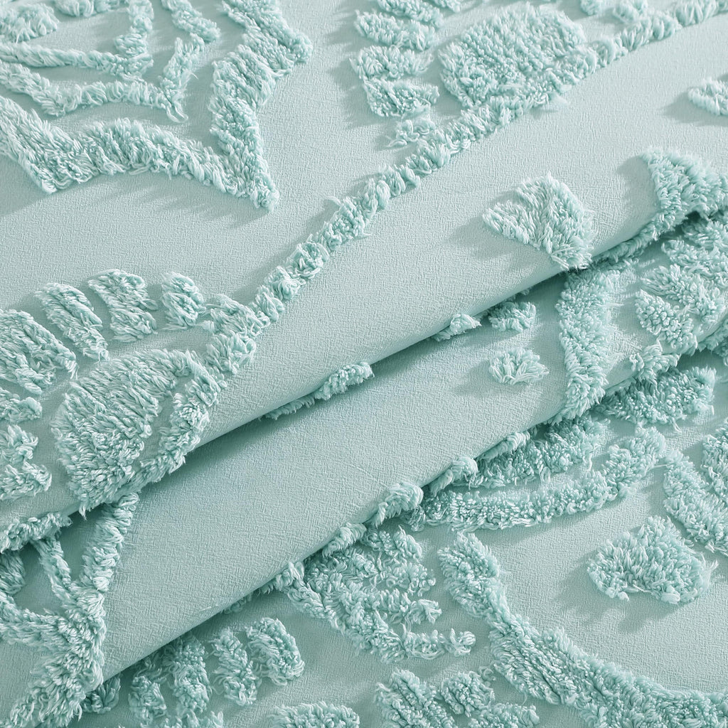 Lotus Medallion Full Chenille Bedspread, 100% Cotton, Blue