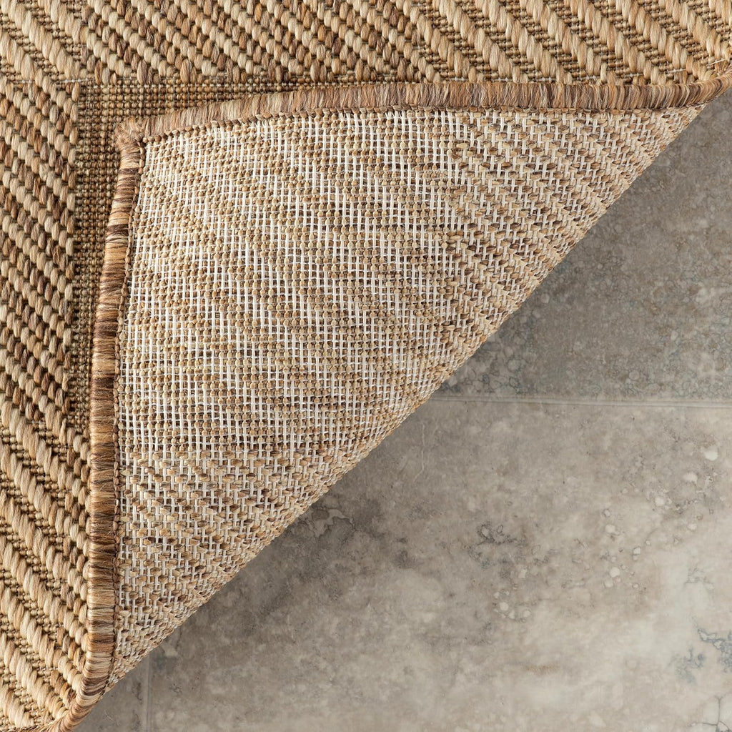 Falonia Light Brown Plaid Indoor/Outdoor Area Rug