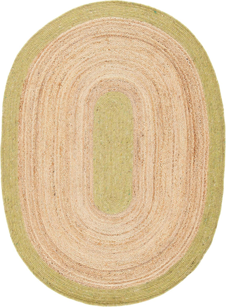 Braided Oval Rug, Wool Green & Brown BRD910Y