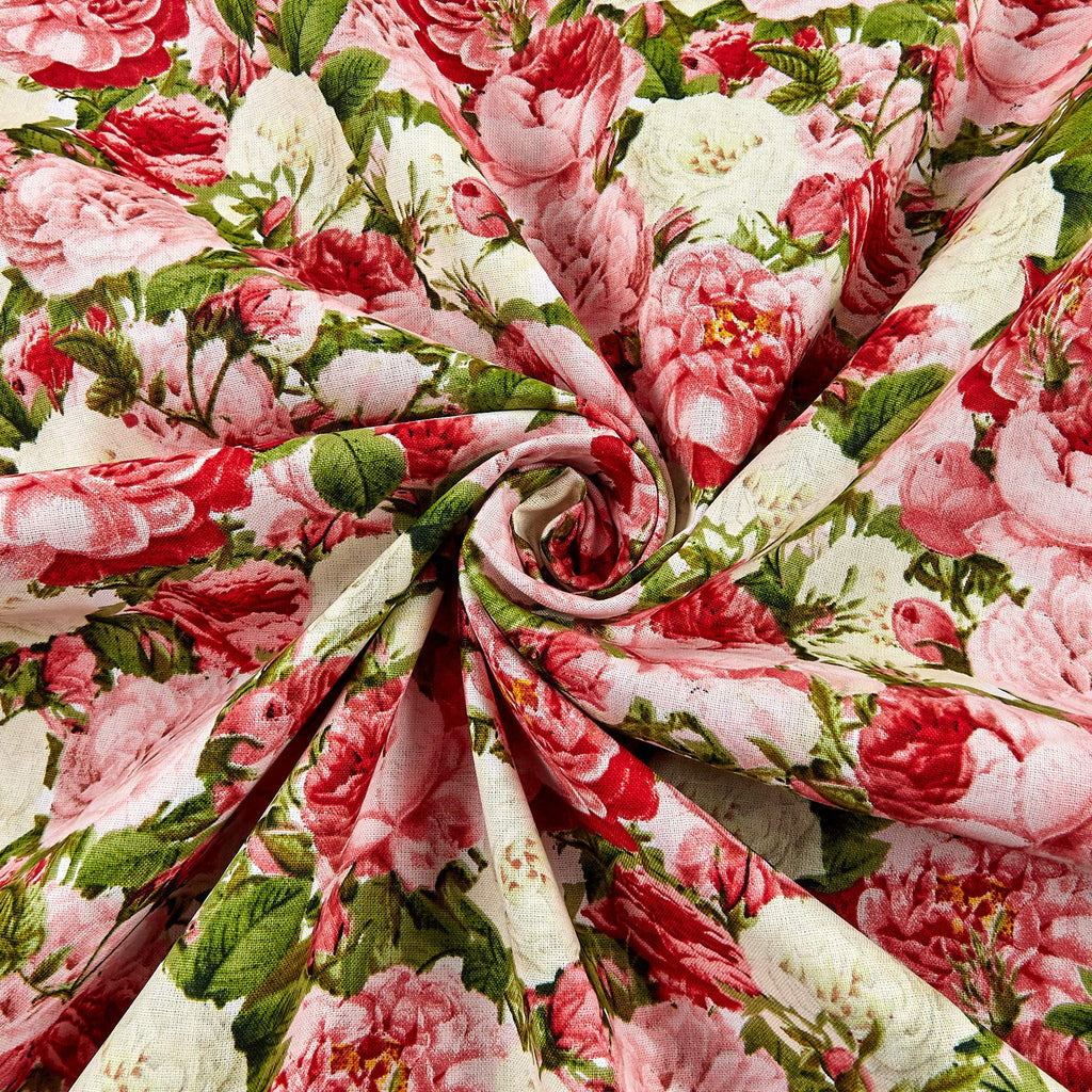 Vintage Rose Bouquet Multi Fabric Fabric by the Yard