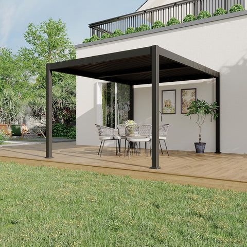 10X12 FT Pergola with Independent Adjustable Rainproof Roof