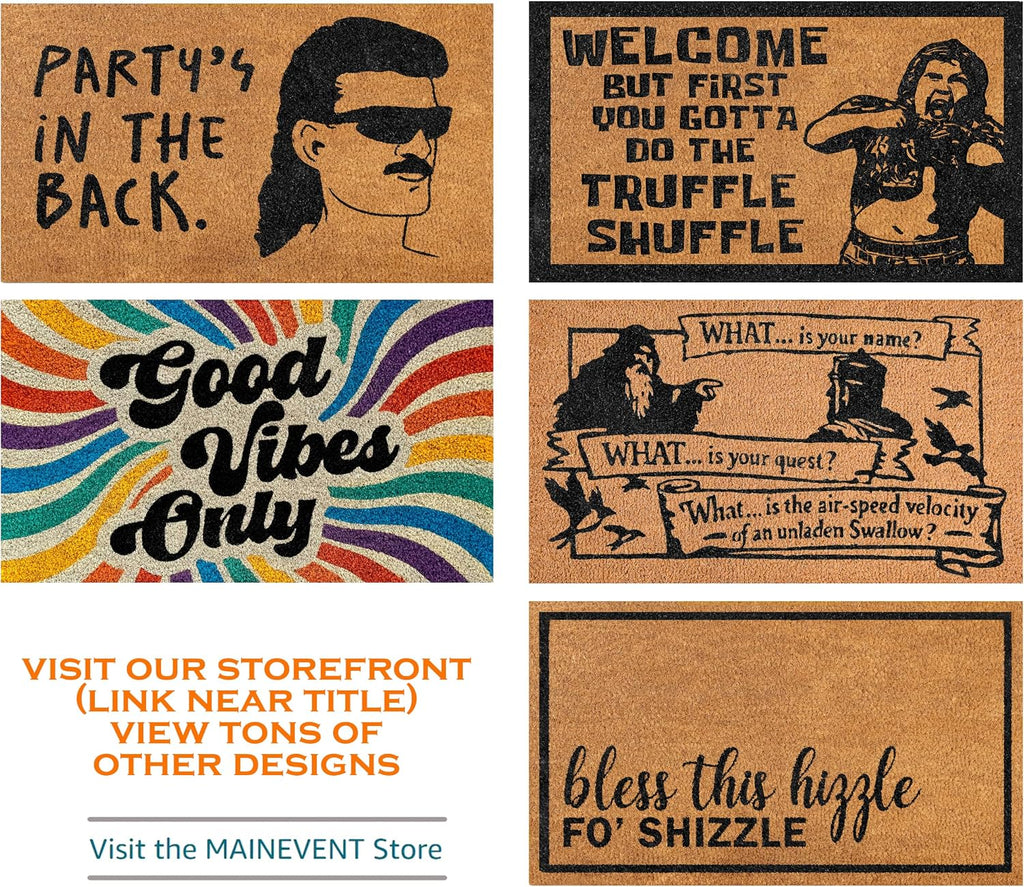 Party's in the Back Door Mat 30x17 Inch, Funny Welcome Mat Coir | Funny Home Decor, Conversation Starter, Natural