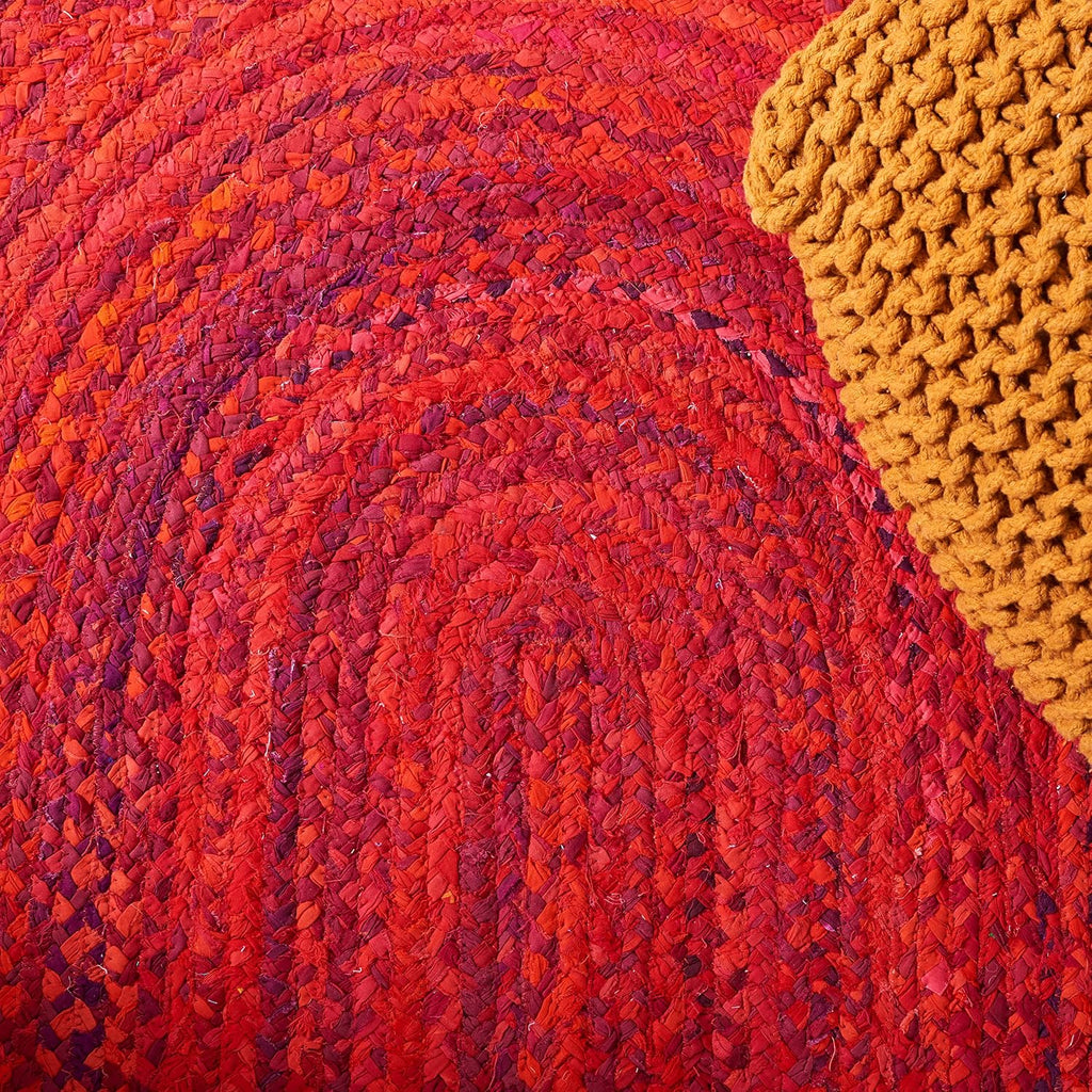 Braided Oval Rug 3x5, Cotton Braided Red BRD451P