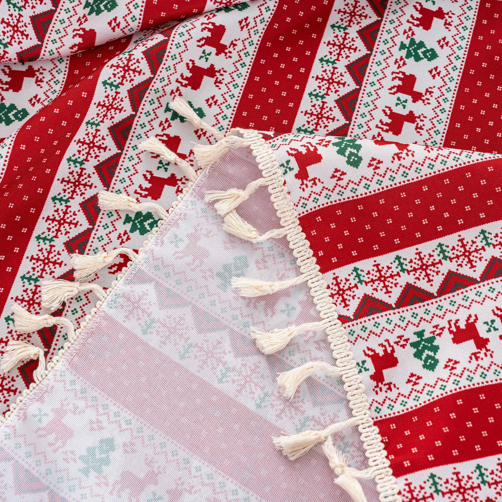 Christmas Tablecloth 59"x 59" for Rectangle Tables with Tassels