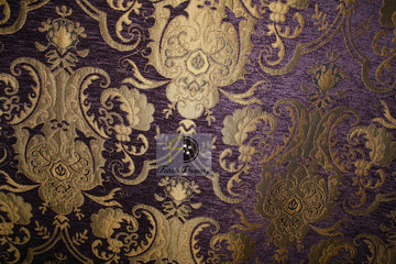 Chenille Renaissance Home Decor Upholstery, Sold by The Yard (Purple/Gold)