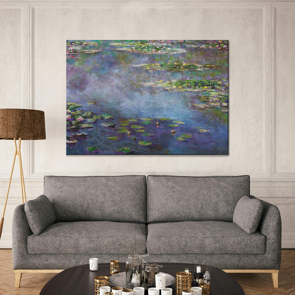 Water Lilies, 1906 02 By Claude Monet Canvas Prints Wrapped Gallery Wall Art | Stretched and Framed Ready to Hang
