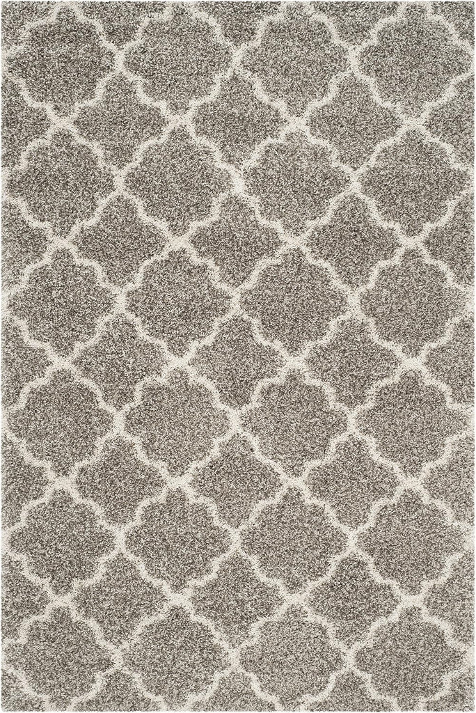 Hudson Shag Collection 6' x 9' Grey/Ivory SGH282B Moroccan Trellis Non-Shedding Living Room Bedroom Dining Room