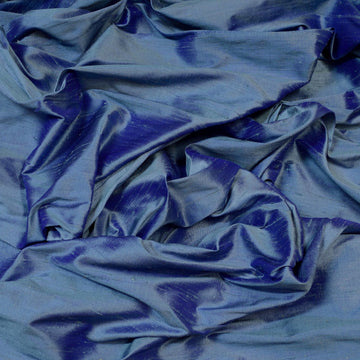 Iridescent Steel Blue Dupioni Silk, 100% Silk Fabric, by The Yard, 44" Wide