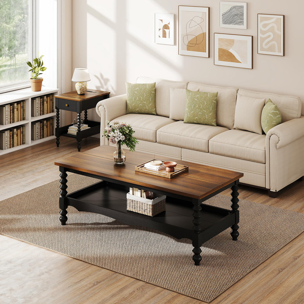 Wood Coffee Table, Classical Coffee Tables, Center Table, Black 120
