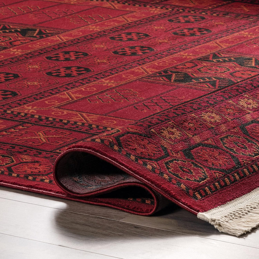 Billie Red Medallion Power Loomed Area Rug