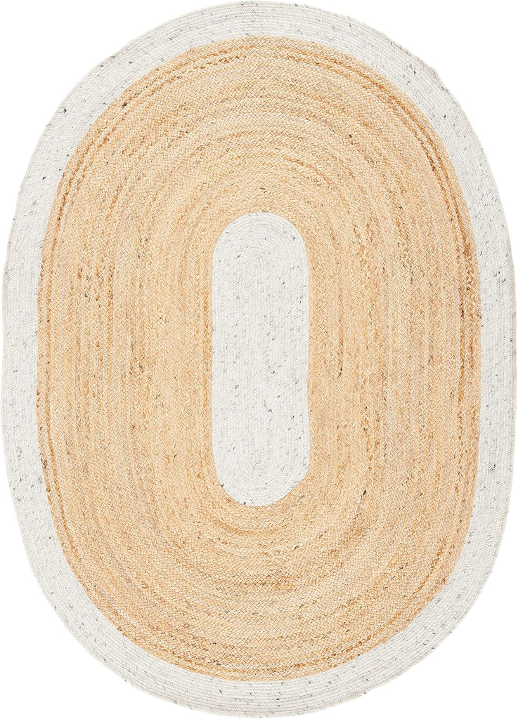 Braided Oval Rug, Wool Light Grey & Brown BRD910F