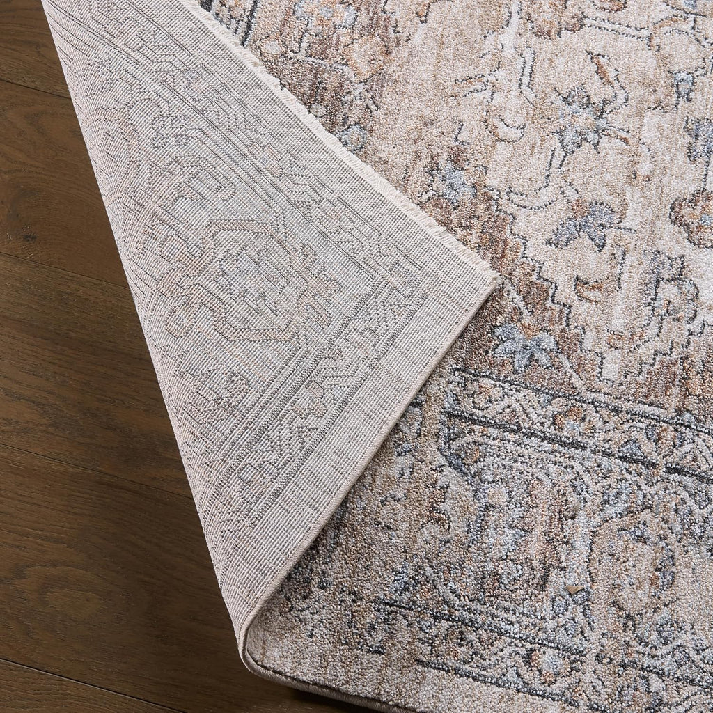 Heir LAR01 Medallion Tan and Blue Area Rug