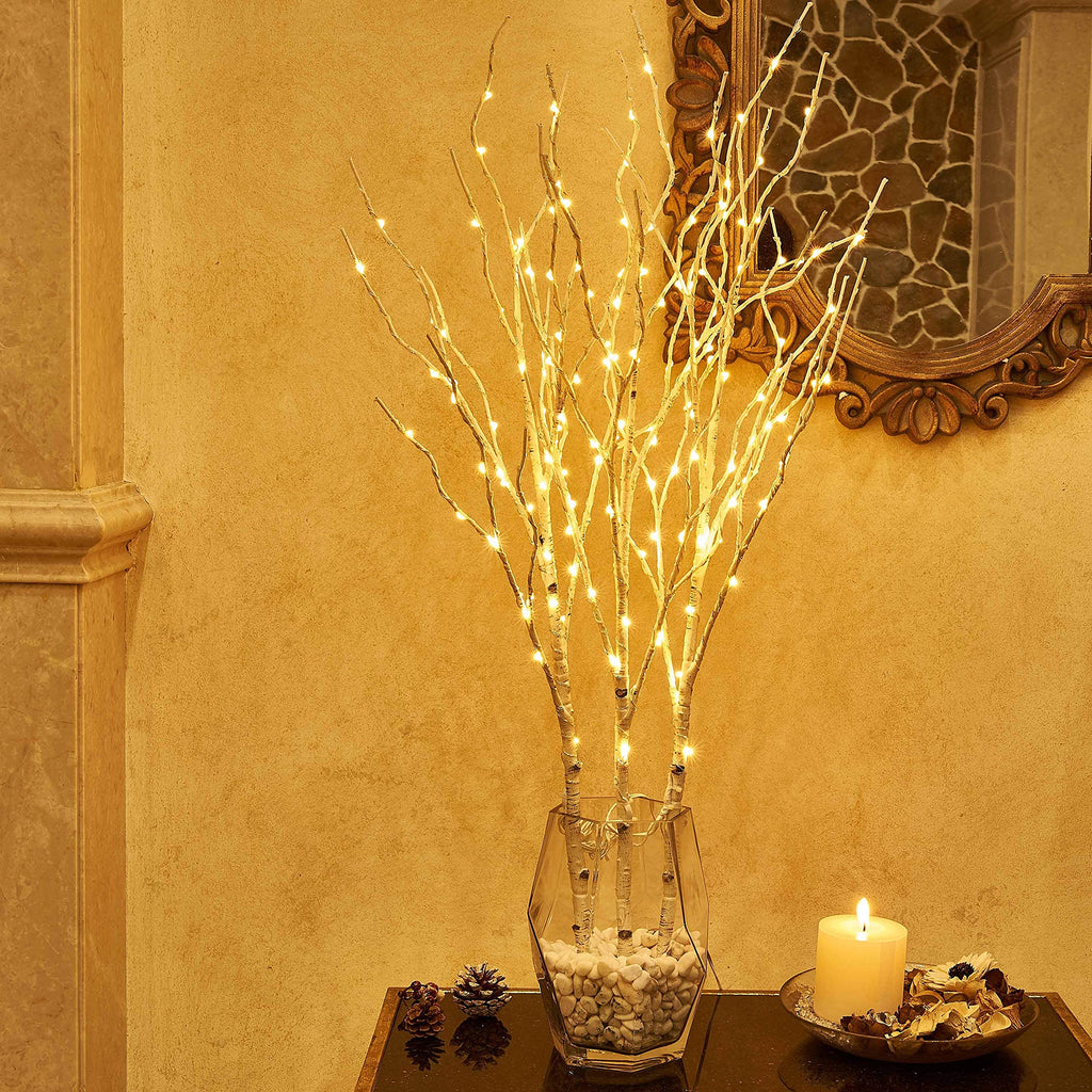 Lighted Birch Branches Plug in with Timer 30IN 150 LED Fairy Lights, White Willow Branch Lights for Christmas