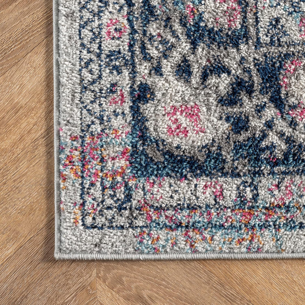 Lilah Blue Medallion Power Loomed Area Rug