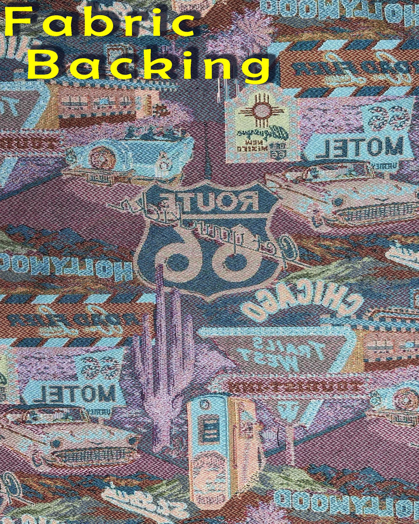 Classic Retro Route 66 Inspired Tapestry Fabric, Motel, Diner, Gas Station Theme - 56" W, Sold by the Continuous