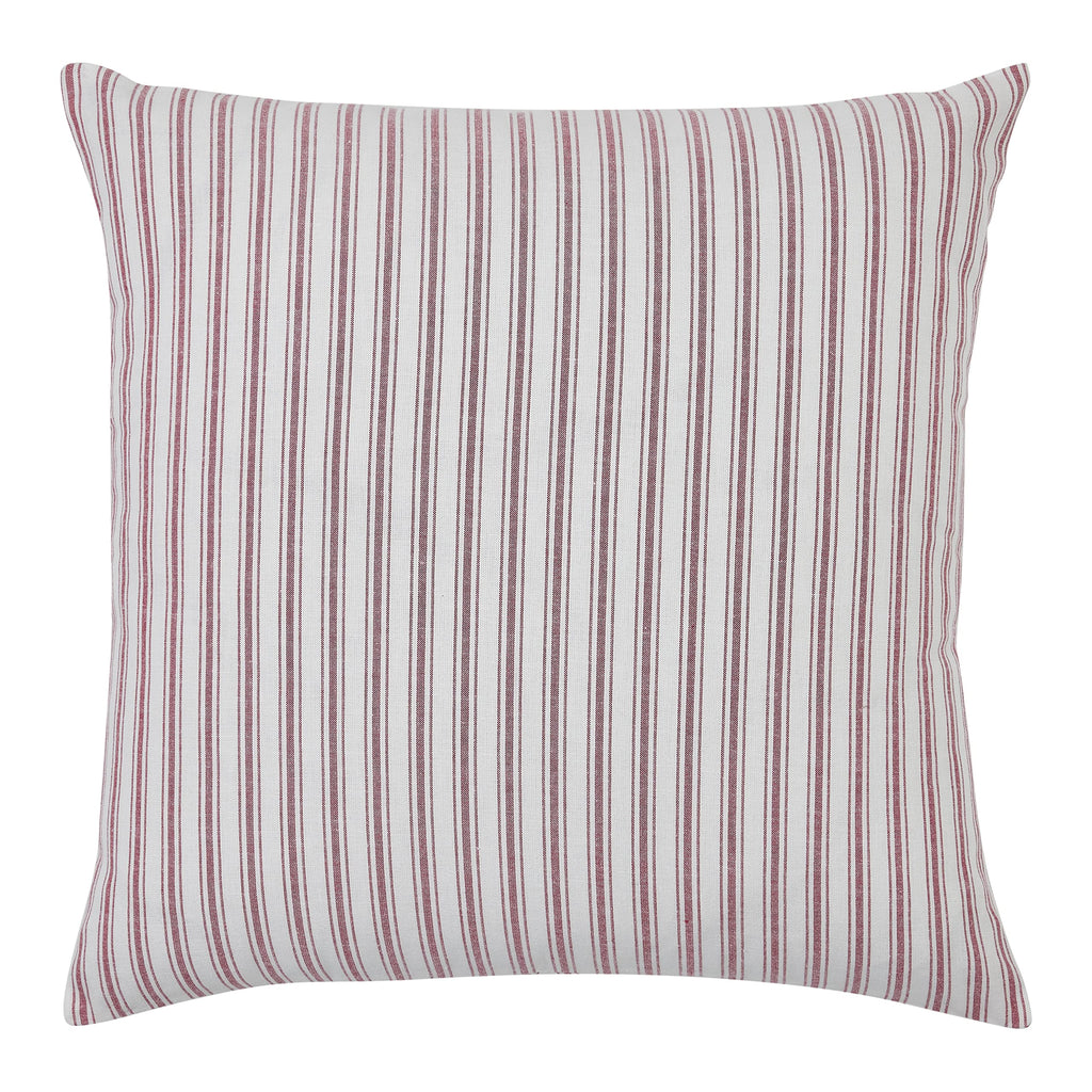 Timeless Ticking Red Throw Pillow Cover with Decorative Button Accents, Vintage Farmhouse Décor, Christmas or