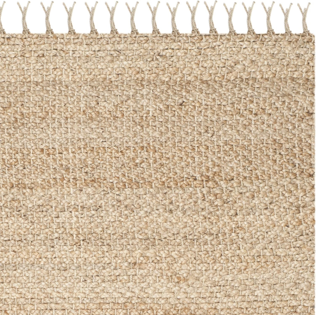 Natural Fiber Collection Area Rug - 9' Square, Natural, Handmade Farmhouse Fringe Jute, Ideal for High Traffic Areas