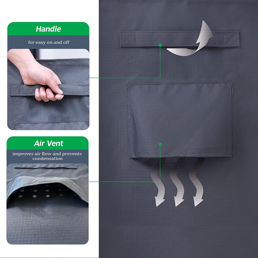 I Shape 3-Seater Patio Sofa Covers, Grey, 82"W x 39"D x 36"H | Heavy Duty Rip-stop Fabric With PU Coating, Durable