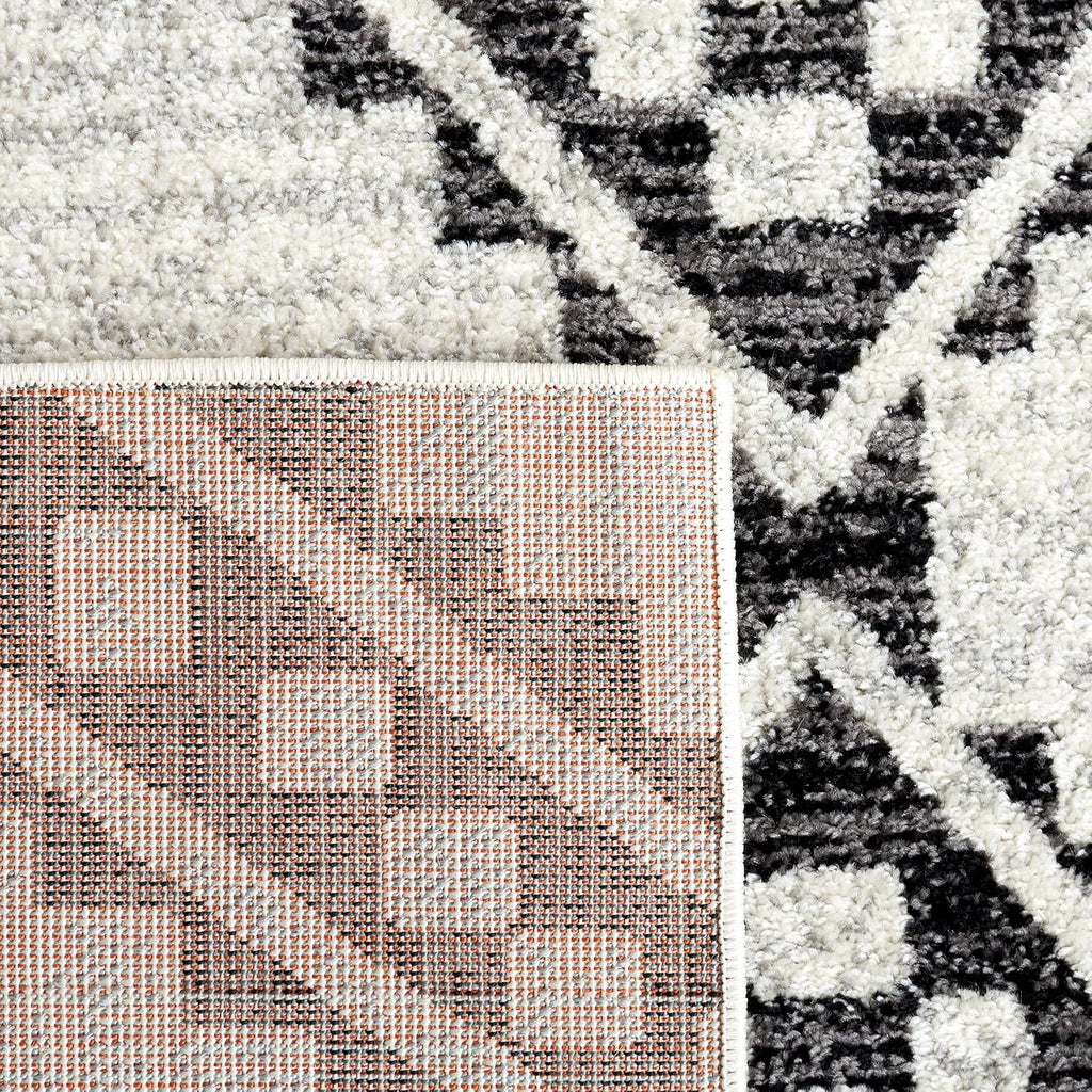 Area Rug - Tulum Collection - Large - Ivory & Black, Moroccan Boho Tribal Diamond Design, Non-Shedding & Easy to