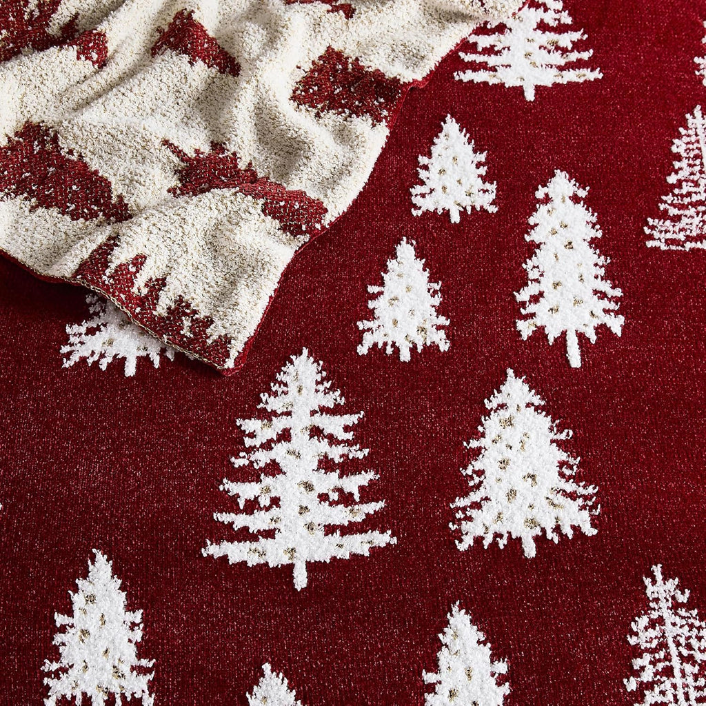 Christmas Throw Blanket Christmas Tree Reversible Super Soft Knitted Couch Bed Sofa Microfiber Chenille Luxurious