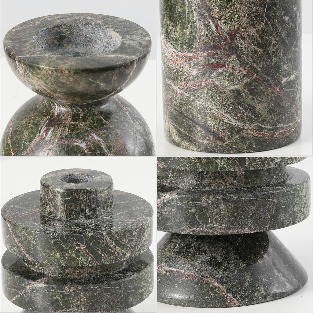 Home Collection Thea Green & Red Candle Holder Set of 2 (Fully Assembled)
