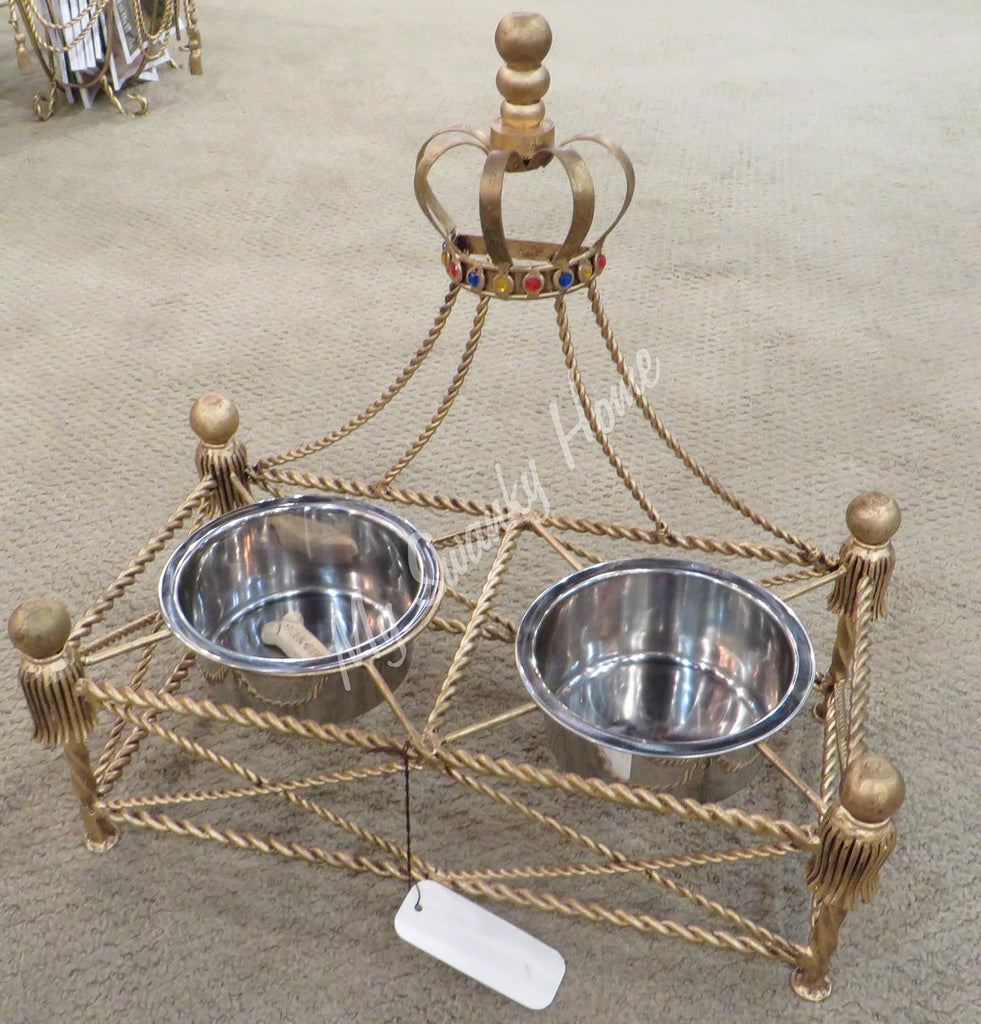 Jeweled Crown Gold Iron Dog Bed | Pet Canopy Metal Royal