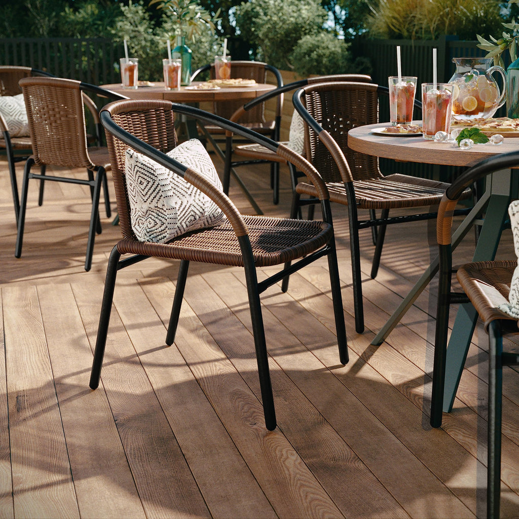 Brown PE Rattan Stackable Patio Dining Chair, 4-Pack