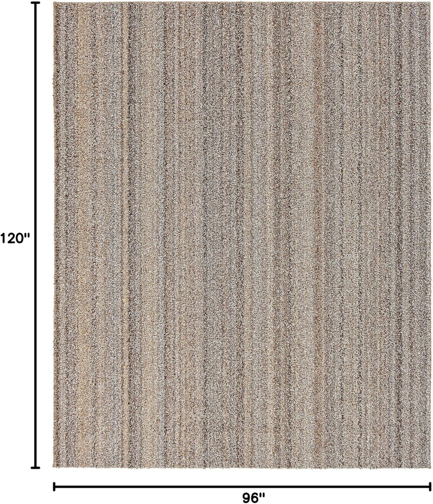 Striped Shag Non-Slip Recycled Multi-Color Area Rug - Modern, Stain-Resistant, Ideal s & High-Traffic Areas