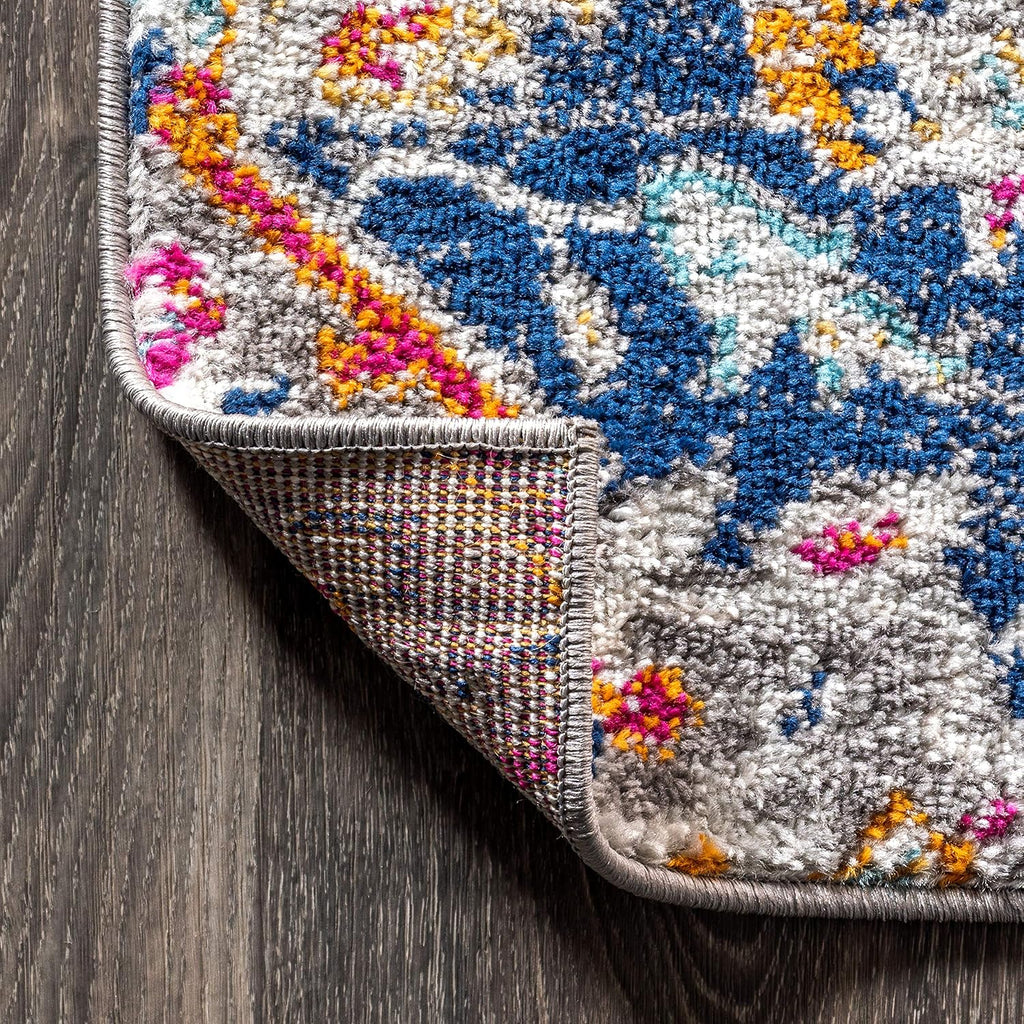 Boho Vintage Multi Indoor Area Rug, Bohemian Flair Medallion, Chic, Floral, High Traffic, Pet Friendly