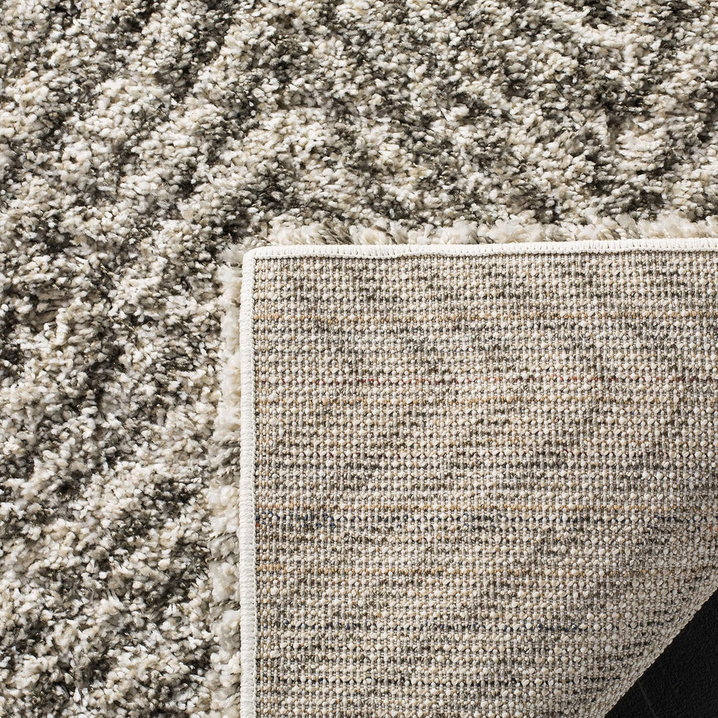 Hudson Shag Square Rug 7', Plush Chevron Ivory & Grey SGH375A