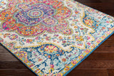 Area Rugs - 8ft Round Romaine Vintage Boho Fuchsia Mustard Blue Round Area Rug