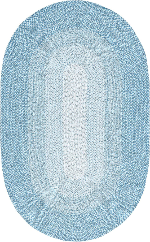 Braided Indoor/Outdoor Washable Oval Rug 4x6, Aqua BRA220J
