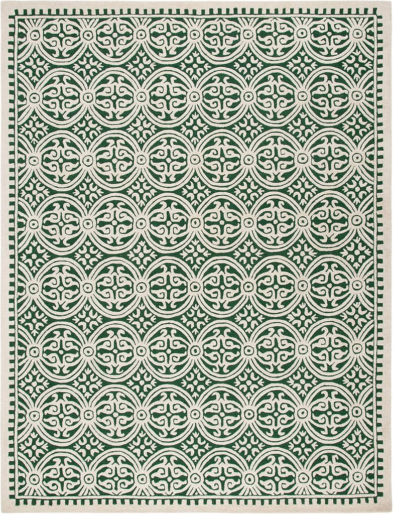 Cambridge Area Rug - 9' x 12', Dark Green & Ivory, Handmade Moroccan Wool