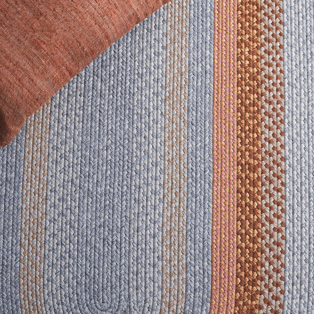 Braided Indoor/Outdoor Washable Oval Rug, Grey & Rust BRD314G