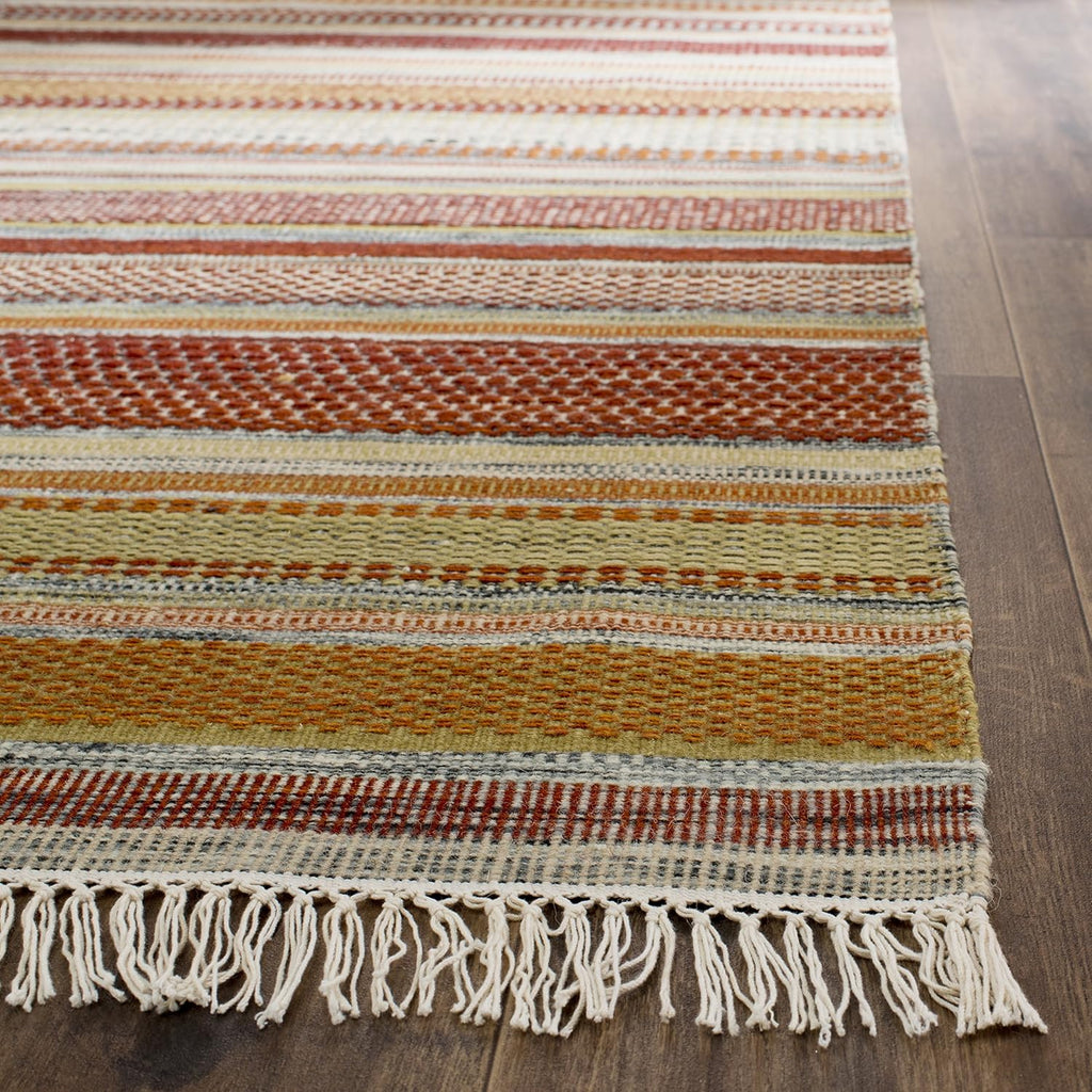Striped Kilim Collection Beige STK311A Handmade Flatweave Wool Area Rug