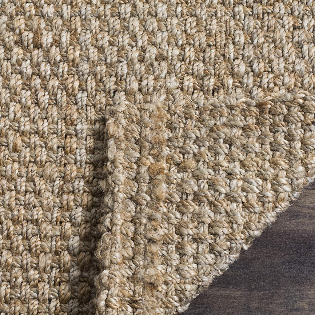 Area Rug 10' Square - Natural Fiber Collection - Large - Natural Brown, Handmade Jute, Basketweave Design (NF401A)
